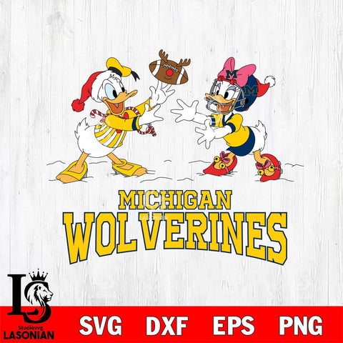 Michigan Wolverines Donald Duck & Daisy Duck Football Cricut,Christmas SVG DXF EPS PNG FILE, NCAA Digital Download,Instant Download, Silhouette