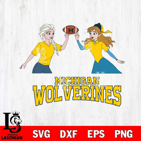 Michigan Wolverines Elsa & Anna Football Cricut,Christmas SVG DXF EPS PNG FILE, NCAA Digital Download,Instant Download, Silhouette