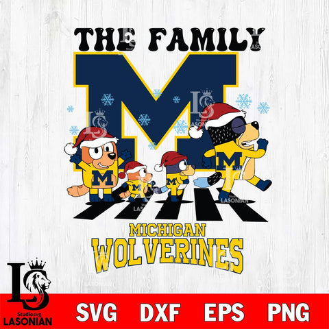 Michigan Wolverines Family Bluey Christmas Svg Eps Dxf Png File, Digital Download