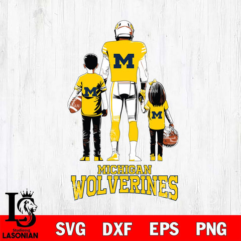 Michigan Wolverines Father And Child Football SVG DXF EPS PNG FILE,NCAA SVG, Father day Digital Download,Instant Download, Silhouette