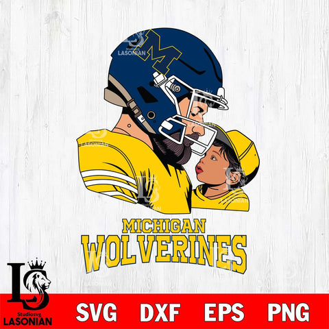 Michigan Wolverines Father And Child Rugby SVG DXF EPS PNG FILE,NCAA SVG, Father day Digital Download,Instant Download, Silhouette