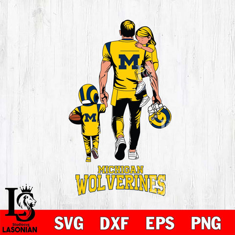 Michigan Wolverines Father And Son Football SVG DXF EPS PNG FILE,NCAA SVG, Father day Digital Download,Instant Download, Silhouette
