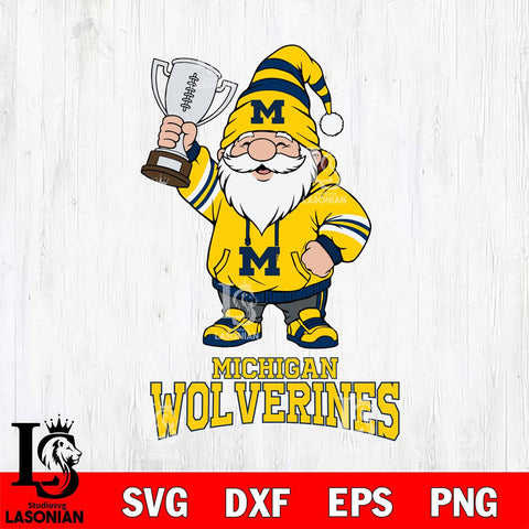 Michigan Wolverines Gnome Champion File Cut, NCAA SVG, Digital Download , Criucut , Silhouette