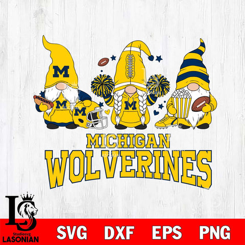 Michigan Wolverines Gnome Fan File Cut, NCAA SVG, Digital Download , Criucut , Silhouette