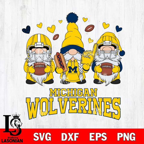 Michigan Wolverines Gnome Rugby File Cut, NCAA SVG, Digital Download , Criucut , Silhouette