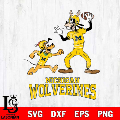 Michigan Wolverines Goofy & Pluto Football Cricut,Christmas SVG DXF EPS PNG FILE, NCAA Digital Download,Instant Download, Silhouette