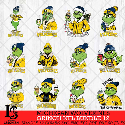 Michigan Wolverines Grinch NCAA Bundle 12 SVG Eps Dxf Png File, Digital Download, Instant Download
