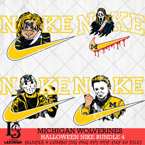 Michigan Wolverines Halloween Nike NCAA Bundle 4 Svg Eps Dxf Png File, Digital Download, Instant Download