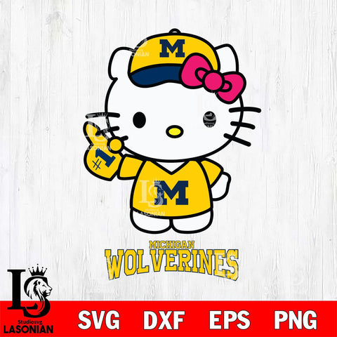 Michigan Wolverines Hello Kitty Best Fan Svg Eps Dxf Png File, Digital Download, Instant Download