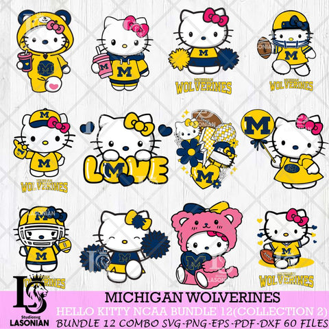 Michigan Wolverines Hello Kitty Bundle 12 SVG Svg Eps Dxf Png File, Digital Download, Instant Download