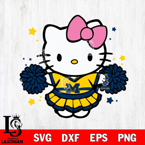 Michigan Wolverines Hello Kitty Cheerleader 10 Svg Eps Dxf Png File, Digital Download, Instant Download