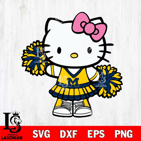 Michigan Wolverines Hello Kitty Cheerleader 11 Svg Eps Dxf Png File, Digital Download, Instant Download