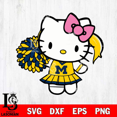 Michigan Wolverines Hello Kitty Cheerleader 12 Svg Eps Dxf Png File, Digital Download, Instant Download