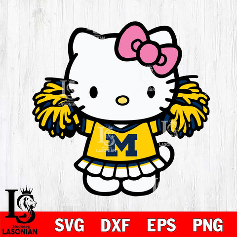 Michigan Wolverines Hello Kitty Cheerleader 3 Svg Eps Dxf Png File, Digital Download, Instant Download
