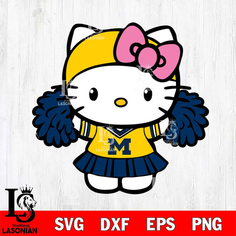 Michigan Wolverines Hello Kitty Cheerleader 5 Svg Eps Dxf Png File, Digital Download, Instant Download