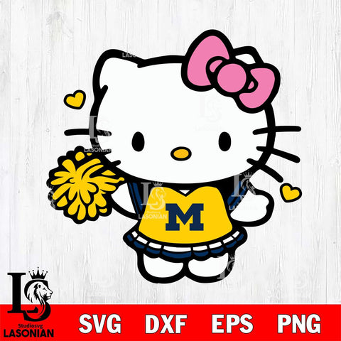 Michigan Wolverines Hello Kitty Cheerleader 6 Svg Eps Dxf Png File, Digital Download, Instant Download