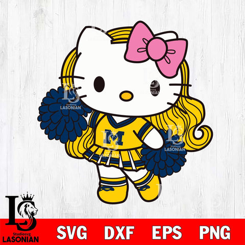 Michigan Wolverines Hello Kitty Cheerleader 7 Svg Eps Dxf Png File, Digital Download, Instant Download