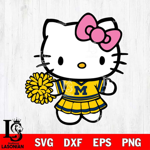 Michigan Wolverines Hello Kitty Cheerleader 8 Svg Eps Dxf Png File, Digital Download, Instant Download