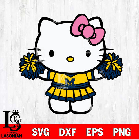 Michigan Wolverines Hello Kitty Cheerleader 9 Svg Eps Dxf Png File, Digital Download, Instant Download