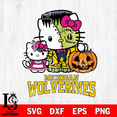 Michigan Wolverines Hello Kitty Horror 10 Svg Eps Dxf Png File, Digital Download