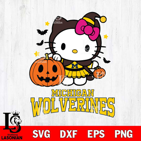 Michigan Wolverines Hello Kitty Horror 1 Svg Eps Dxf Png File, Digital Download