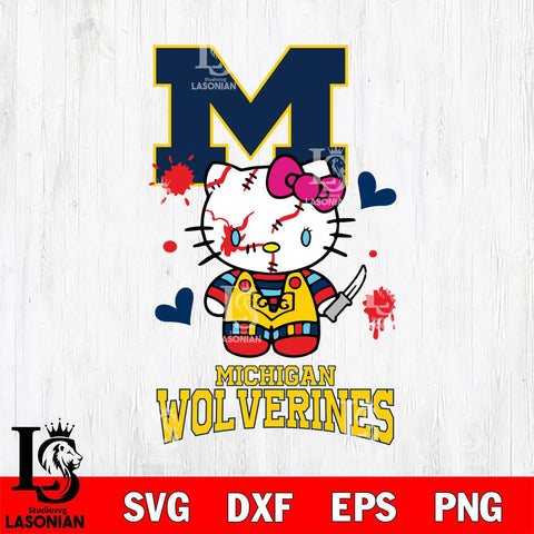 Michigan Wolverines Hello Kitty Horror 2 Svg Eps Dxf Png File, Digital Download