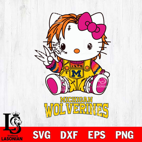 Michigan Wolverines Hello Kitty Horror Svg Eps Dxf Png File, Digital Download