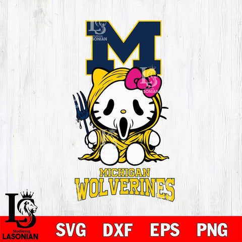Michigan Wolverines Hello Kitty Horror 4 Svg Eps Dxf Png File, Digital Download