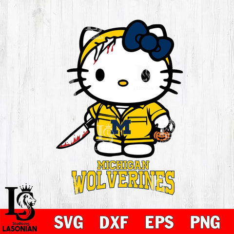 Michigan Wolverines Hello Kitty Horror 5 Svg Eps Dxf Png File, Digital Download