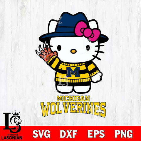 Michigan Wolverines Hello Kitty Horror 6 Svg Eps Dxf Png File, Digital Download