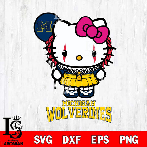 Michigan Wolverines Hello Kitty Horror 7 Svg Eps Dxf Png File, Digital Download