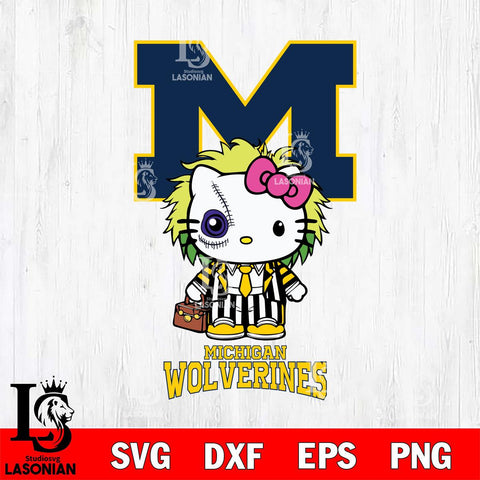 Michigan Wolverines Hello Kitty Horror 8 Svg Eps Dxf Png File, Digital Download