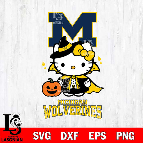 Michigan Wolverines Hello Kitty Horror 9 Svg Eps Dxf Png File, Digital Download