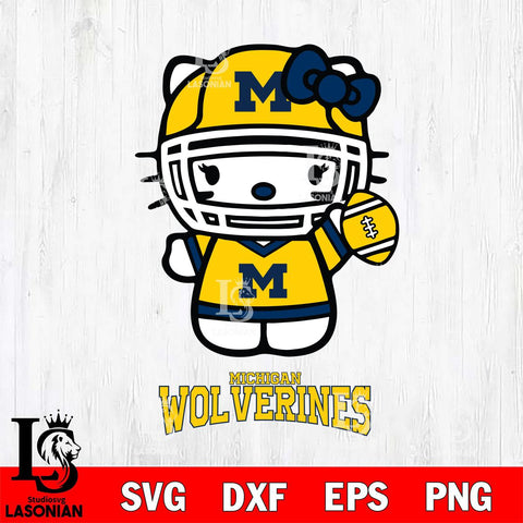 Michigan Wolverines Hello Kitty NCAA 1 Svg Eps Dxf Png File, Digital Download, Instant Download