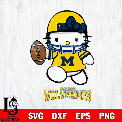 Michigan Wolverines Hello Kitty NCAA 4 Svg Eps Dxf Png File, Digital Download, Instant Download