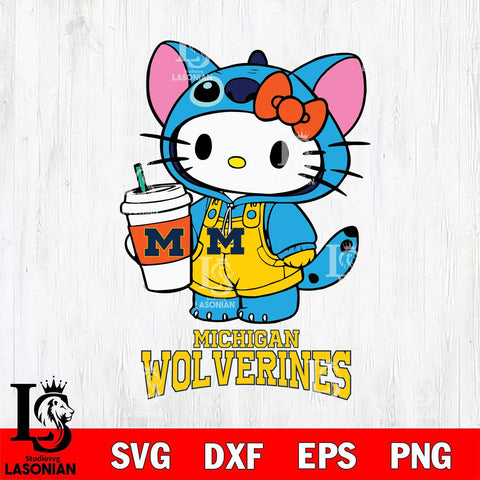Michigan Wolverines Hello Kitty Stitch Svg Eps Dxf Png File, NCAA svg, Digital Download, Instant Download