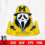 Michigan Wolverines Horror Character Ghostface Sport Svg Eps Dxf Png File, NCAA svg, Digital Download, Instant Download