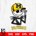 Michigan Wolverines Jack Skellington 3 Halloween Svg Eps Dxf Png File, NCAA svg, Digital Download, Instant Download