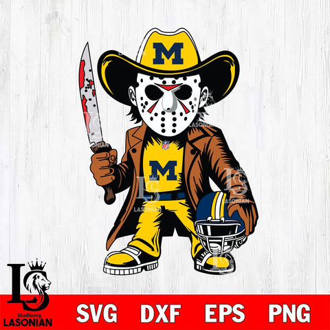 Michigan Wolverines Jason Voorhees Horror Svg Eps Dxf Png File, NCAA svg, Digital Download, Instant Download