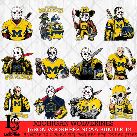 Michigan Wolverines Jason Voorhees Horror Bundle 12 SVG Eps Dxf Png File, bundle NCAA svg, Digital Download, Instant Download