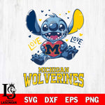 Michigan Wolverines Love Stitch, Svg Eps Dxf Png File, Digital Download