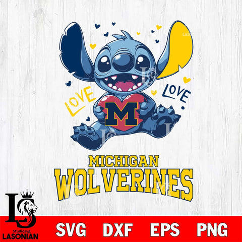 Michigan Wolverines Love Stitch, Svg Eps Dxf Png File, Digital Download
