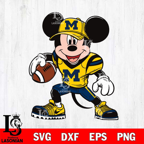Michigan Wolverines Mickey Mouse Svg Eps Dxf Png File, NCAA svg, Digital Download, Instant Download