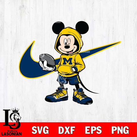 Michigan Wolverines Mickey Wearing Hoodie Sport Svg Eps Dxf Png File, NCAA svg, Digital Download, Instant Download