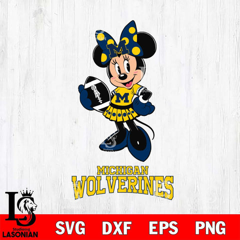 Michigan Wolverines Minnie Mouse, Svg Eps Dxf Png File, Digital Download