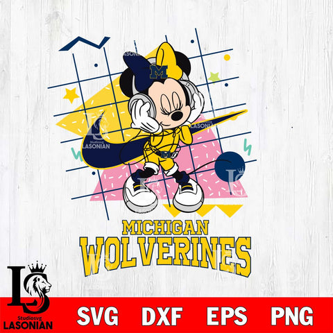 Michigan Wolverines Minnie Mouse Dancing SVG DXF EPS PNG FILE, NCAA File Cut,Digital Download,Instant Download