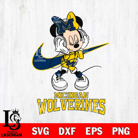 Michigan Wolverines Minnie Mouse Dancing NIKE, Svg Eps Dxf Png File, Digital Download