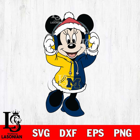 Michigan Wolverines Minnie Mouse Disney Football Christmas File Cut, NCAA SVG DXF EPS PNG FILE, Digital Download , Criucut , Silhouette