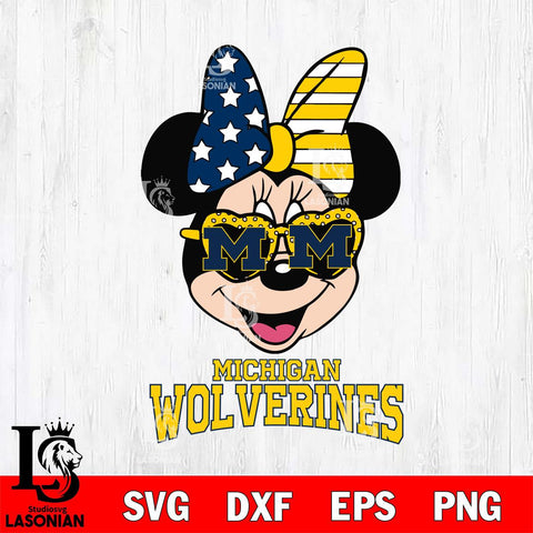 Michigan Wolverines Minnie Mouse Love 2, Svg Eps Dxf Png File, Digital Download