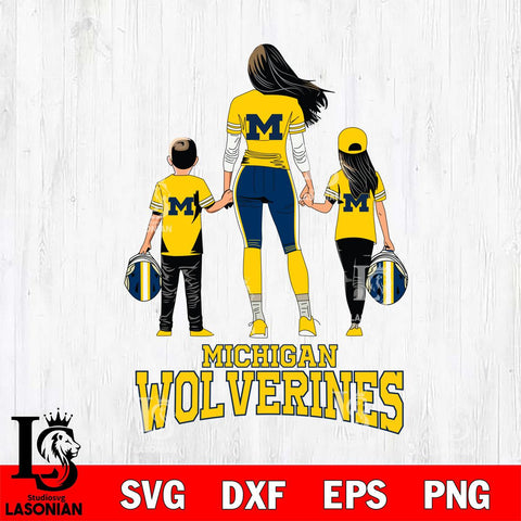 Michigan Wolverines Mother and son Rugby SVG DXF EPS PNG FILE,NCAA SVG, Father day Digital Download,Instant Download, Silhouette